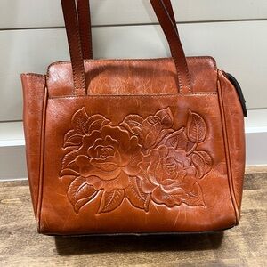 Patricia Nash Brown Leather zip top Tote